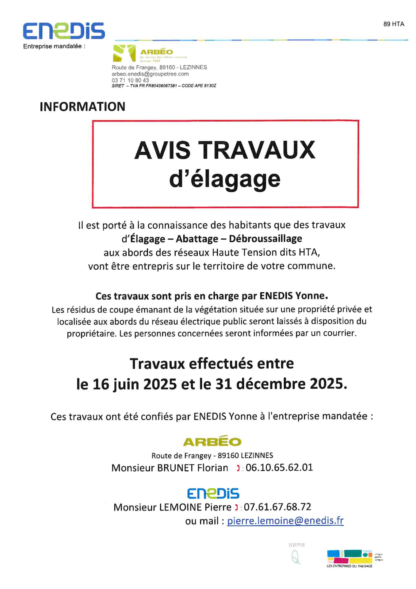avis de travaux 